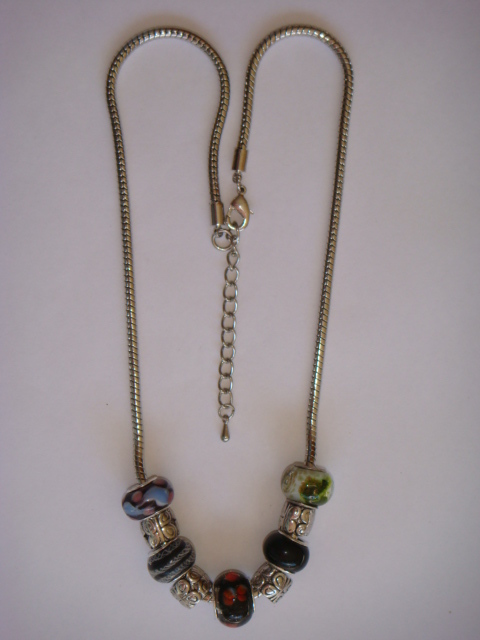 Lampworked Glass with Chunky Silver - Black 1