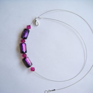 Black/Purple Dichroic and Fuchsia Crystal - Silver