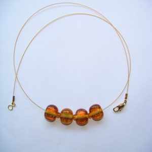 Amber/Rust Dichroic and Topaz Crystal - Gold