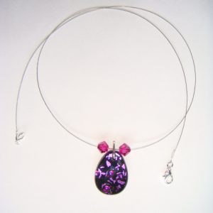 Purple/Black Dichroic and Fuchsia Crystal - Silver