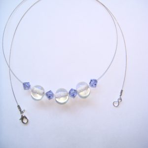 Clear/Purple Dichroic and Tanzanite Crystal - Silver