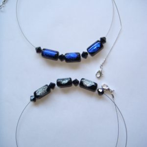 Black/Blue/Silver Dichroic and Jet Crystal - Silver