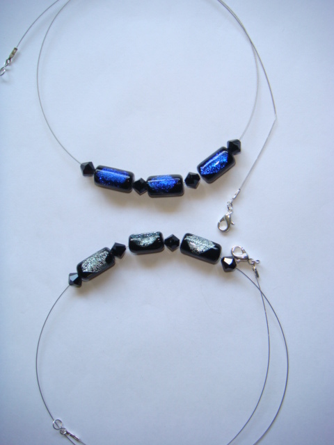 Black/Blue/Silver Dichroic and Jet Crystal - Silver