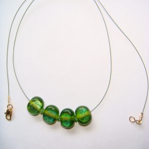 Green/Yellow Dichroic and Peridot Crystal - Gold