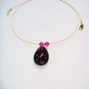 Purple/Black Dichroic and Fuchsia Crystal - Gold