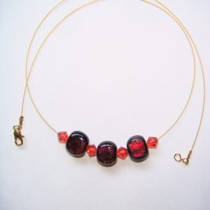 Black/Red Dichroic and Padparadscha Crystal - Gold