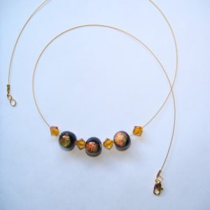 Black/Rust/Gold Dichroic and Topaz Crystal - Gold