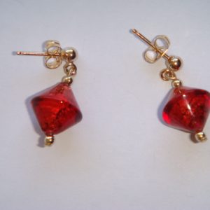 Cranberry Bicone and Gold