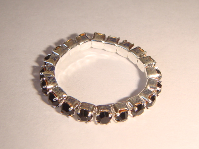 Stretch - Silver with Jet Black Rhinestones