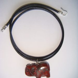 Brecciated Jasper Elephant and Leather I